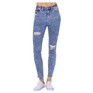 JUDY BLUE Acid Wash Distressed Skinny Jeans Size 9/29